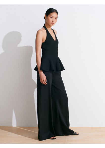 72145 Dökümlü Palazzo Pantolon-Siyah modelleri