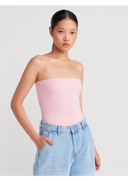 21103 Straplez Top-Toz Pembe