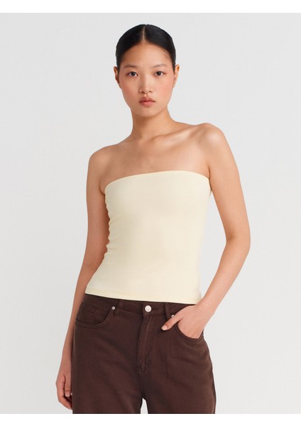 21103 Straplez Top-Açık Sarı