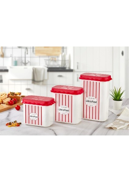 Çizgili 1,7 Lt Erzak Kabı, Ekru Renkli, Sağlıklı Saklama Çözümü fiyatları