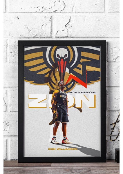 Zion Williamson Çerçeveli Tablo - New Orleans Pelicans Nba Posteri Tablo