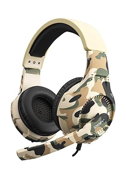 Snopy SN-8800 Gametıme Kamuflaj Desenli Pc 3,5m Ps4- Xbox-Mobile Gaming Oyuncu Mikrofonlu Kulaklık modelleri