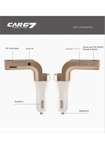 Carg7 Bluetooth Araç Fm Transmitter USB Girişli fiyatları