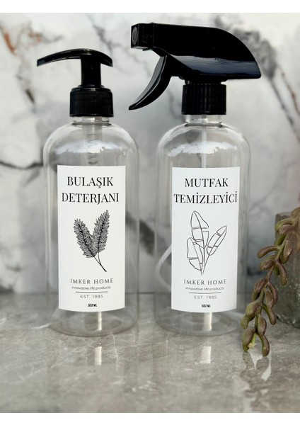 Şeffaf Çok Renkli Plastik Bulaşık Deterjanı ve Mutfak Temizleyici Şişesi 500 ml