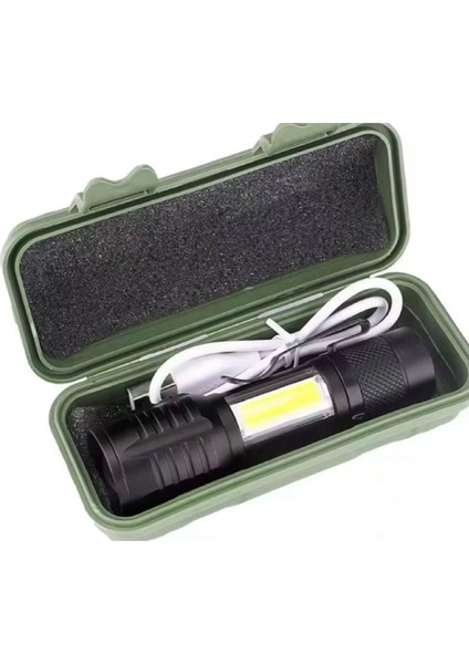 Taktik El Feneri USB Şarj Edilebilir Kamp Feneri Cob Zumlanabilir Mini Taşınabilir El Feneri WS-5454