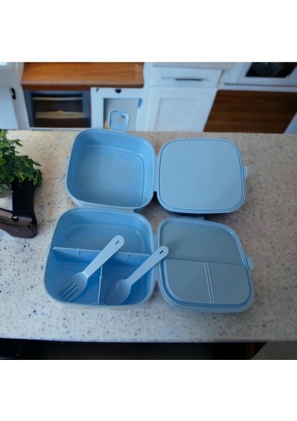 Iki Katlı Mavi 4 Bölmeli Çocuk Beslenme Kutusu ve Saklama Kabı fiyatları
