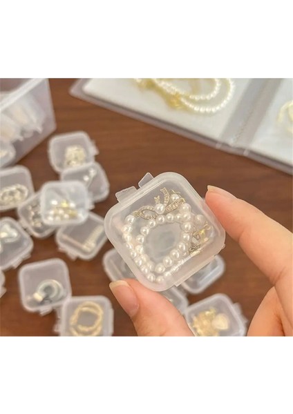 5 Ad Turuncu Şeffaf Mini Plastik Takı Saklama Kutusu Kapaklı