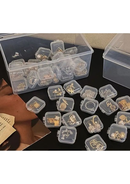 5 Ad Turuncu Şeffaf Mini Plastik Takı Saklama Kutusu Kapaklı fırsatları