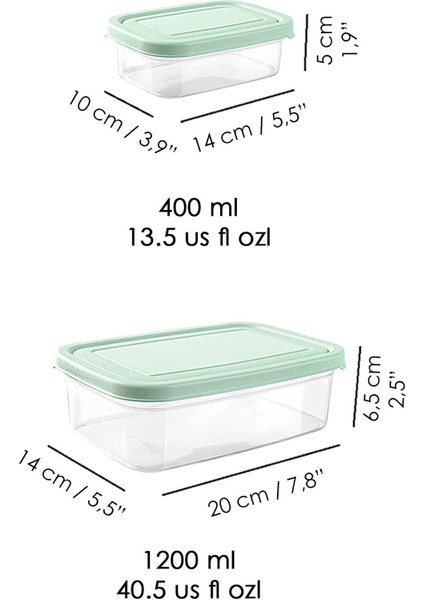 Yeşil 5'li Dikdörtgen Saklama Kabı Seti, Mikrodalga ve Buzluk Uyumlu indirimleri