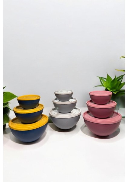 3'lü Renkli Kahvaltı Saklama Kabı Seti, Çeyizlik Uygun
