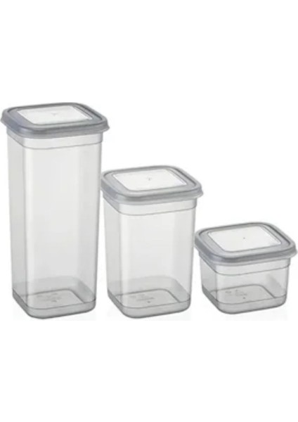 3'lü Saklama Kabı Seti Antrasit, 1700 ml + 1100 ml + 500 Ml, Gri modelleri