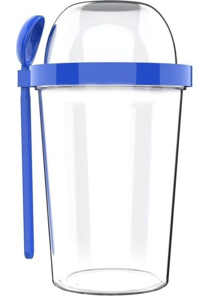 Lacivert 450 ml ve 100 ml Kaşıklı Yoğurt Kabı Seti