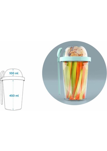 Lacivert 450 ml ve 100 ml Kaşıklı Yoğurt Kabı Seti fırsatları