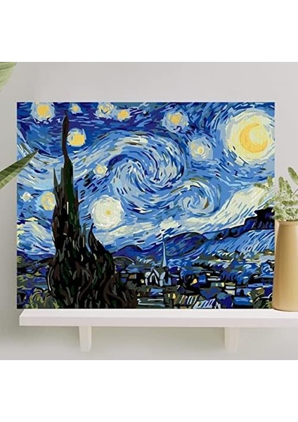 Boyama Tuval Seti Fırça Boya Dahil (Çıtalı) 40X50 cm - Yıldızlı Gece modelleri