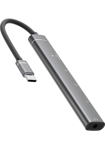 Type-C Hub, 5in1, 2 Adet Type-C, 2 Adet Usb-A Çoklayıcı, 3,5 mm Kulaklık Çıkışlı USB C Hub Adaptörü Macbook ile Uyumlu H03 modelleri