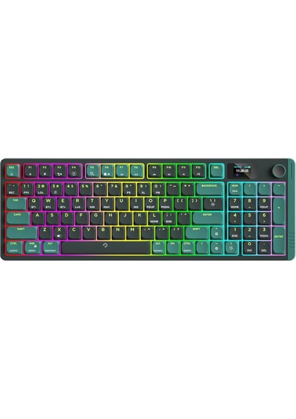 S99 Misty Forest Kablosuz Gaming Klavye - Red Switch, 4000MAH Batarya, 3 Modlu Bağlantı (Kablolu, 2.4g, Bluetooth), Tft Ekran, Rgb, Pbt Tuş, Ingilizce Q
