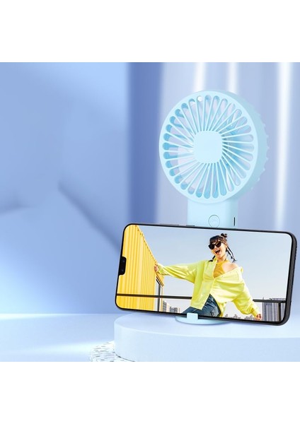 Adet Mini Fan,telefon Tutucu,portatif El Vantilatörü Mavi 9,3X19CM