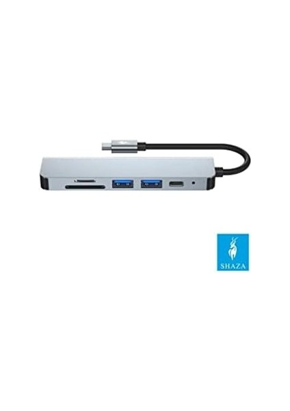 6in1 USB Type-C Hub Port Adaptör HDMI Sd Kart USB Pd Girişli, Gri