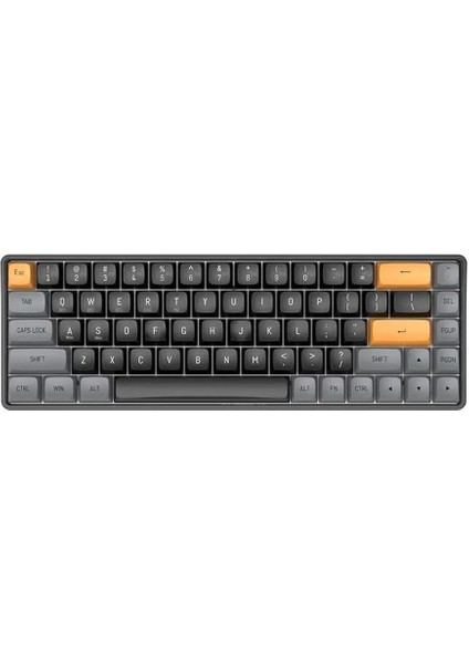 A68 Brown Sugar Kablosuz Mekanik Gaming Klavye - Yellow Switch, 68 Tuş, Hot Swap, Pbt Keycap, Usb-C + 2.4g Wireless, Ingilizce Q