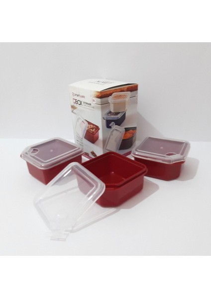 3'lü Renkli Plastik Saklama Kabı Seti, Ev, Ofis ve Piknik Için Ideal