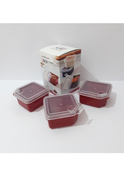 3'lü Renkli Plastik Saklama Kabı Seti, Ev, Ofis ve Piknik Için Ideal