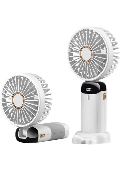 Dijital LED Göstergeli Katlanabilir Askılıklı Portatif Mini Vantilatör Soğutucu El Fanı (N15)