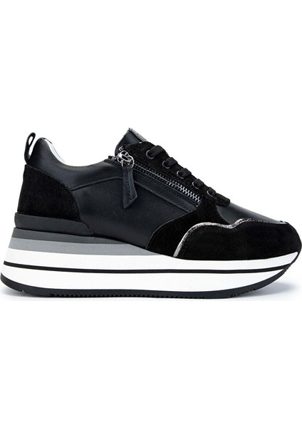 Kadın Hakiki Deri Siyah Sneakers & Spor Ayakkabı