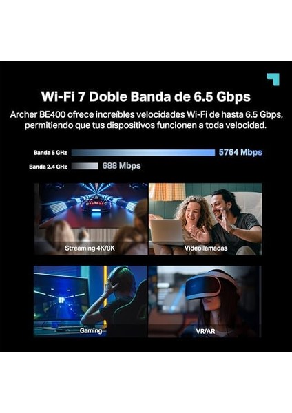 Archer BE400, BE6500 Mbps, Fiber Destekli, 1× 2.5 Gbps Wan, 1× 2.5gbps Lan Port + 3× 1 Gbps Port, 6ghz 320 Mhz Kanalı, Vpn Destekli, Easy Mesh Uyumlu, Homesheild, Dual-Band Wi-Fi 7 Router modelleri