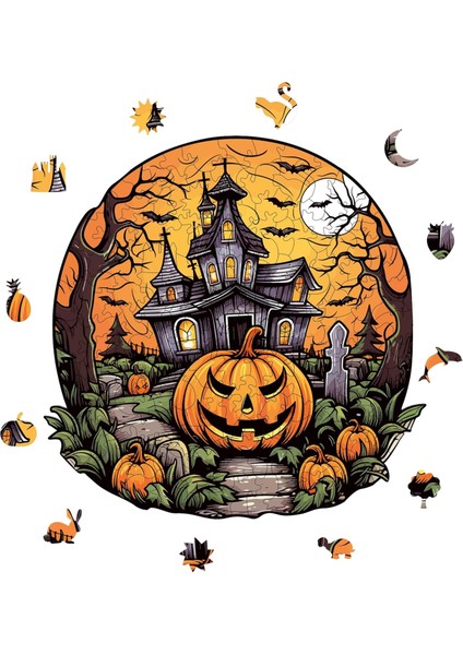 - Ahşap Puzzle Yetişkinler Için - Perili Köşk Benzersiz Parçalı Puzzle - 155 Parça Ahşap Yapboz - Yapıştırıcı Folyo Dahil - Dekoratif Ahşap Puzzle - 29X29 cm - Wz-11