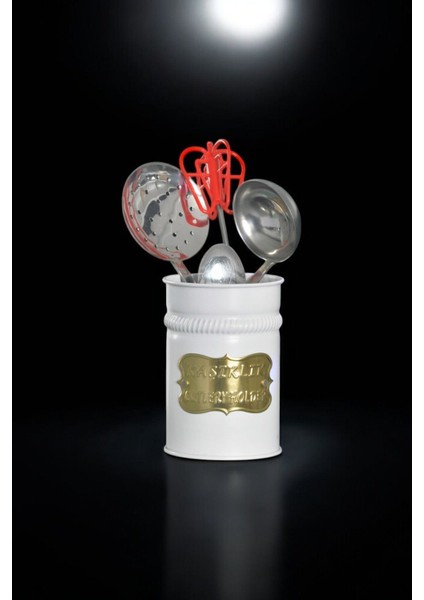 Vintage Desenli Metal Kaşıklık, Osmanlı Motifli Mutfak Organizeri, Dekoratif Kaşık Stand