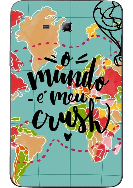 Accessories Samsung Galaxy Tab ile Uyumlu 3 Lite T110/T113/T116 Mavi Harita Baskılı Silikon Kılıf