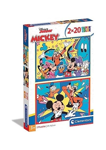 24791 Supercolor Mickey-2 20 Parça Yapboz, 3 Yaşından Büyük Çocuklar Için, Italya'da Üretilmiştir, Çok Renkli, Orta Boy fiyatları