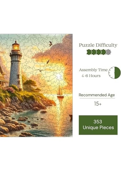 - Ahşap Puzzle Yetişkinler Için - Deniz Fenerinde Gün Batımı Benzersiz Parçalı Puzzle - 353 Parça Ahşap Yapboz - Yapıştırıcı Folyo Dahil - Dekoratif Ahşap Yapboz - 29X29 cm - S1-29 fiyatları