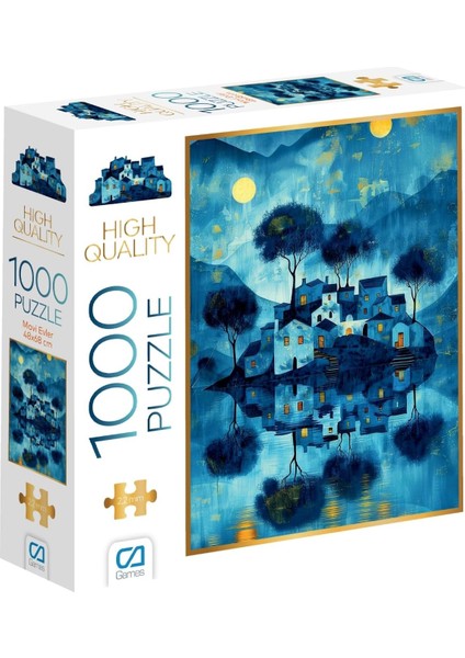 Games Mavi Evler 1000 Parça 2,2mm Kalınlık 48X68CM Profesyonel Hobi Puzzle Yapboz Serisi
