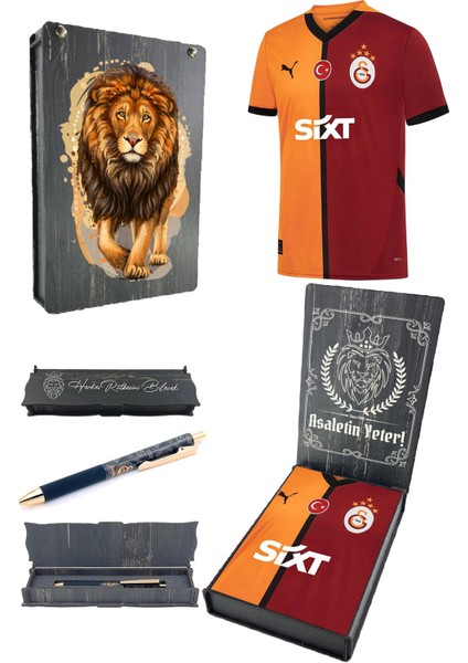 Orijinal Lisanslı 24/25 Parçalı 5 Yıldızlı Forma Hybrit Kalem Set Aslan Baskılı Hediyelik Ahşap Kutulu