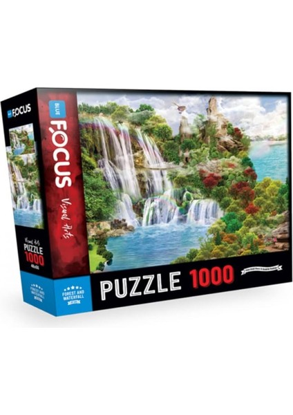 FOCUS-1000 Parça Puzzle - Forest And Waterfall