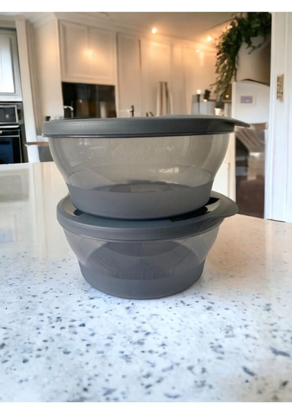 Iki Adet Yuvarlak Saklama Kabı, Antrasit Renk, 1,5 Litrelik Kapasite fırsatları
