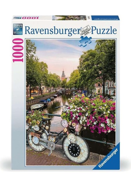 Puzzle 17596 - Amsterdam'da Bisiklet ve Çiçekler - 1000 Parçalı