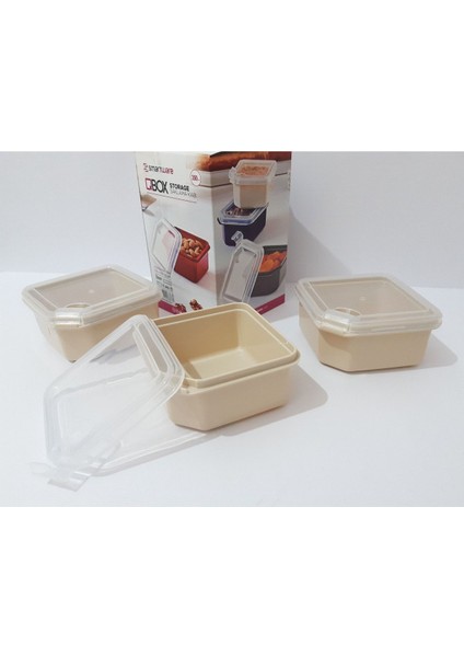3'lü Bej Plastik Saklama Kabı Seti, Ev, Ofis ve Piknik Için Uygun modelleri