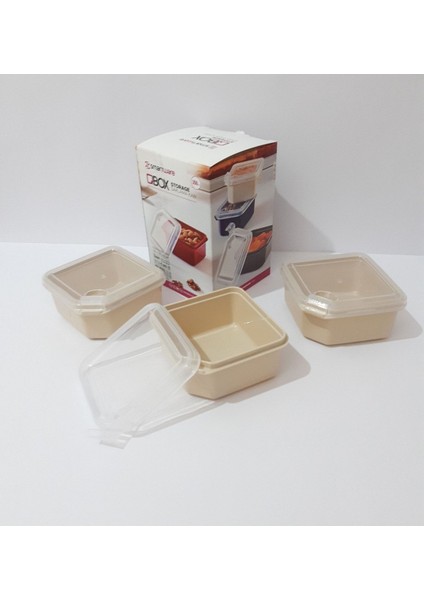 3'lü Bej Plastik Saklama Kabı Seti, Ev, Ofis ve Piknik Için Uygun fırsatları