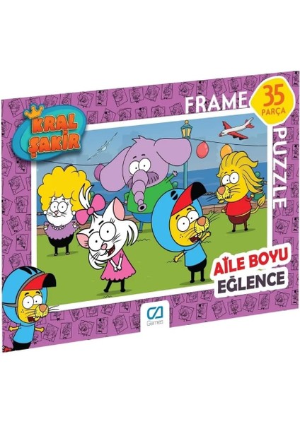 Games Kral Şakir Lisanslı 35 Parça Çerçeveli 34X24CM Çocuk Puzzle Yapboz Serisi (Mor)