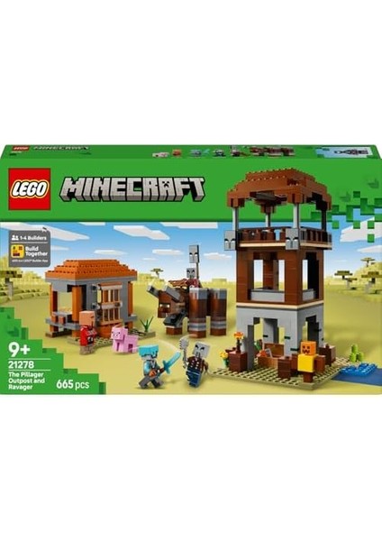 Minecraft Yağmacı Karakolu ve Çapulcu 21278 - Video Oyunu Seven Minecraft Hayranı 9 Yaş ve Üzeri Çocuklar Için Yaratıcı Oyuncak Yapım Seti, Doğum Günü Hediyesi (665 Parça)
