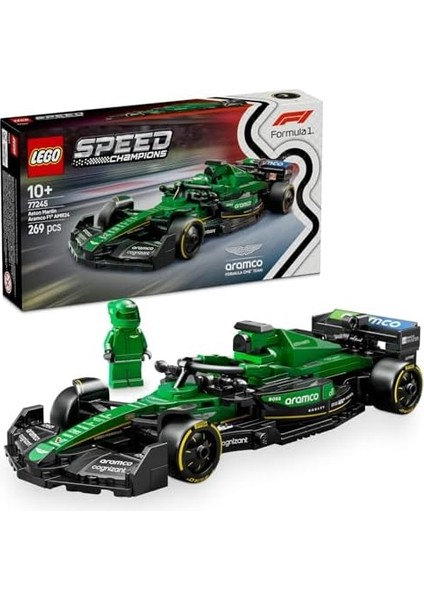 Speed Champions Aston Martin Aramco F1 AMR24 Yarış Arabası 77245 - 10 Yaş ve Üzeri Için Koleksiyonluk Sürücü Minifigürü Içeren Yapım ve Sergileme Seti, Babalar Günü Hediyesi (269 Parça) modelleri