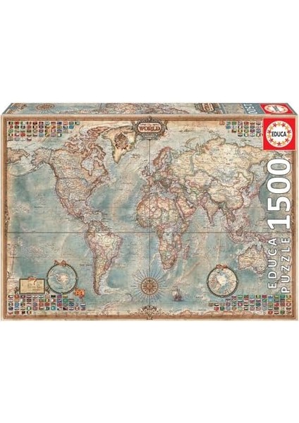 Puzzle Political Map Of The World 16005 1500'LÜK modelleri