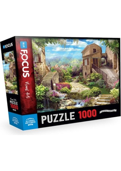 Focus-Old Houses And Flowers 1000 Parça Puzzle
