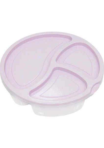 3 Bölmeli Kapaklı Yuvarlak Saklama Kabı, Taşınabilir Kahvaltılık ve Beslenme Kutusu