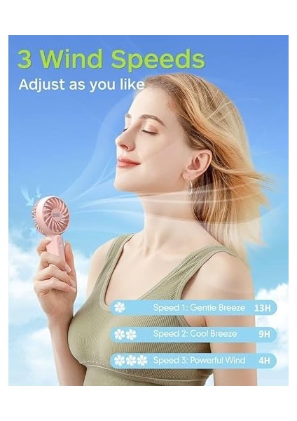 Adet Mini Fan,telefon Tutucu,portatif El Vantilatörü Pembe 9,3X19CM