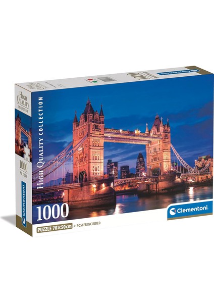 39772 Collection-Tower Bridge At Night COMPACT-1000 Parçalı Yapboz, Yetişkinler Için, Italya'da Üretilmiştir, Çok Renkli
