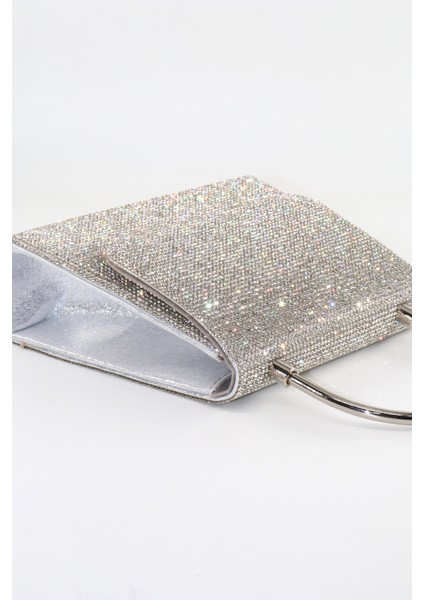 Gümüş Taşlı Abiye çanta. Gümüş Kadın Abiye Çanta. Gümüş Abiye Çanta. Davet Gece Clutch Çanta.