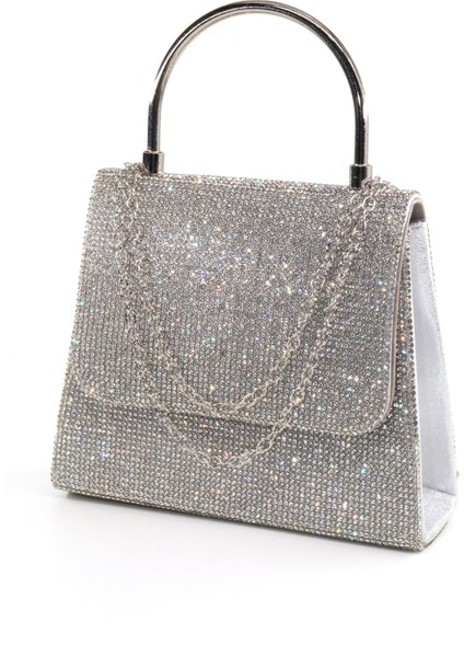 Gümüş Taşlı Abiye çanta. Gümüş Kadın Abiye Çanta. Gümüş Abiye Çanta. Davet Gece Clutch Çanta.
